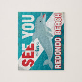 Redondo Beach Dolphin - Retro Vintage Travel Legpuzzel (Verticaal)