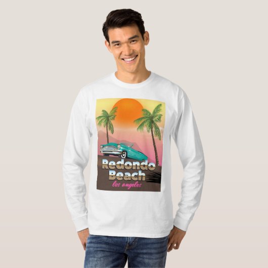 Redondo Beach LA-reisposter T-shirt (Voorkant volledig)
