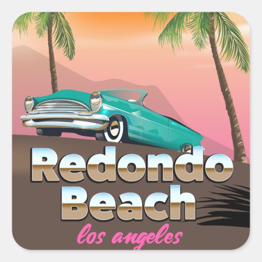 Redondo Beach LA-reisposter Vierkante Sticker (Voorkant)