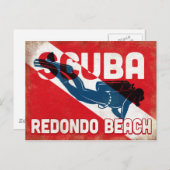 Redondo Beach Scuba Diver - Blue Retro Briefkaart (Voorkant / Achterkant)