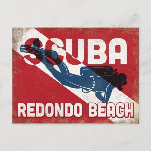 Redondo Beach Scuba Diver - Blue Retro Briefkaart (Voorkant)