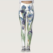Redoute Blue Iris Floral over afdruk Leggings (Voorkant)