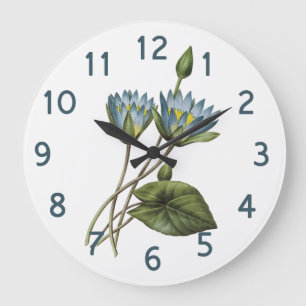 Redoute Blue Lotus Floral Waterverf Grote Klok