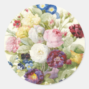 Redoute boeket van bloemen ronde Sticker