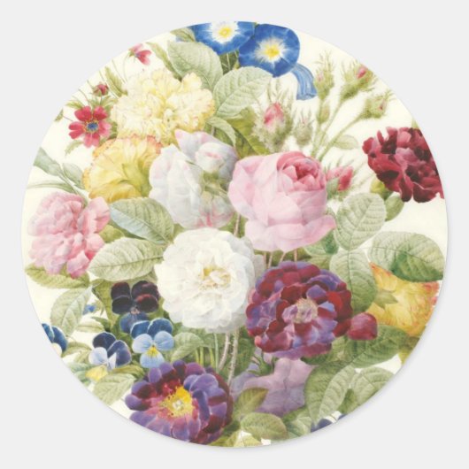 Redoute boeket van bloemen ronde Sticker (Voorkant)