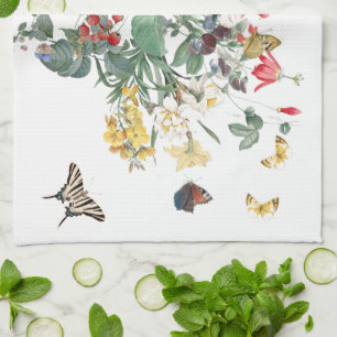Redoute Butterfly Garden Flower Kitchen Towel Theedoek