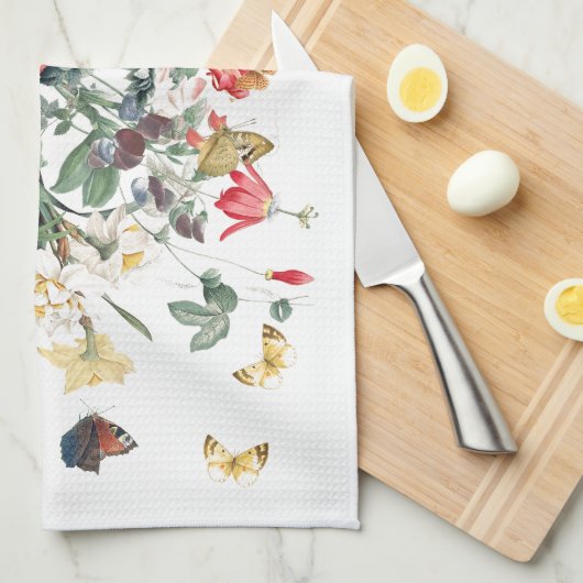 Redoute Butterfly Garden Flower Kitchen Towel Theedoek (Quarter Fold)