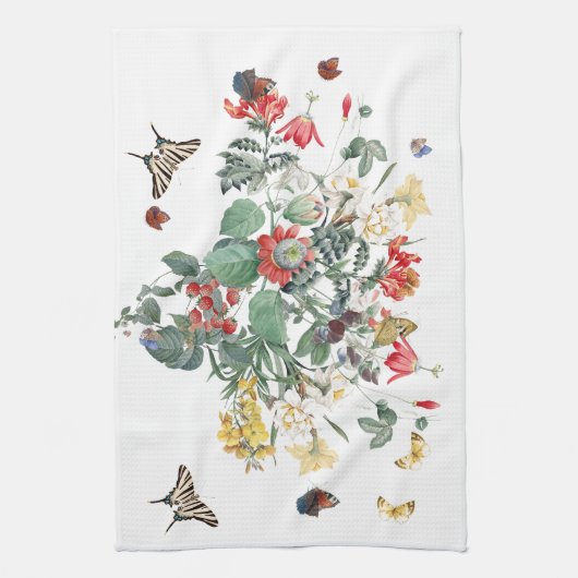 Redoute Butterfly Garden Flower Kitchen Towel Theedoek (Verticaal)