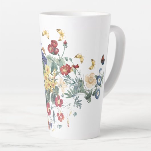 Redoute Butterfly Garden Flower Latte Mok (Rechterhoek)