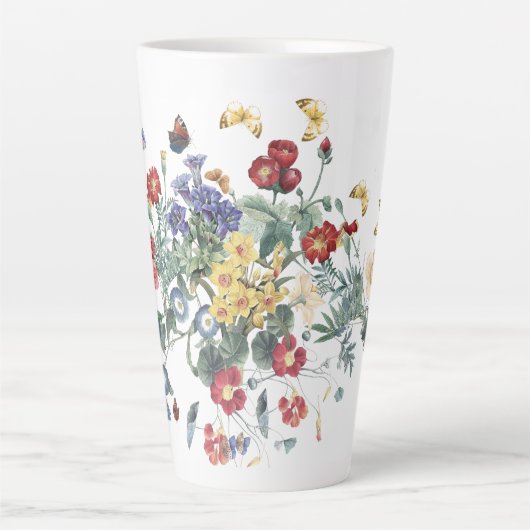 Redoute Butterfly Garden Flower Latte Mok (Voorkant)