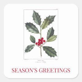 REDOUTÉ CHRISTMAS HOLLY ENVELOPE SEAL STICKER