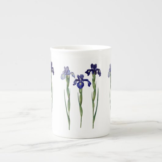 Redoute Drie Blauwe Iris Fine Art Bone China Mok (Voorkant)
