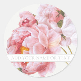 REDOUTÉ ENVELOPE SEAL MET PINK ROSE RONDE STICKER