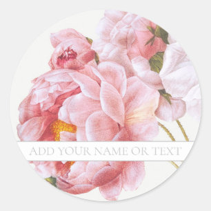 REDOUTÉ ENVELOPE SEAL MET PINK ROSE RONDE STICKER