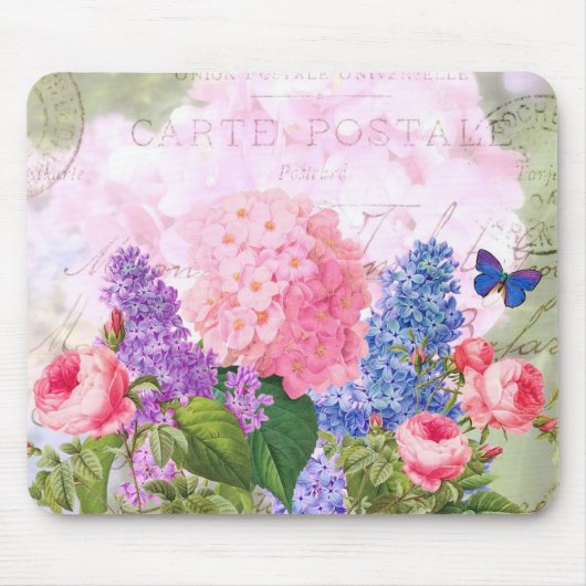 Redoute Flower Collage Mousepad Muismat (Voorkant)