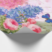 Redoute Flowers Collage Glossy Wrapping Paper Cadeaupapier (Hoek)