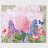 Redoute Flowers Collage Glossy Wrapping Paper Cadeaupapier (Vlak)