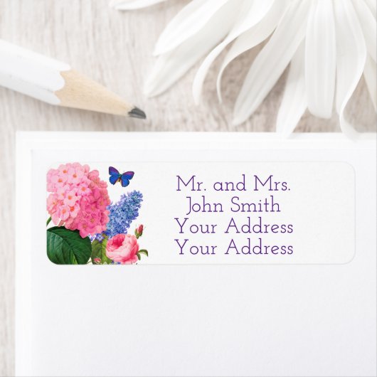 Redoute Flowers Custom Return Address Labels (Insitu)