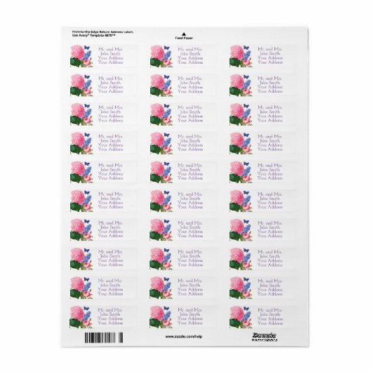 Redoute Flowers Custom Return Address Labels (Full Sheet)