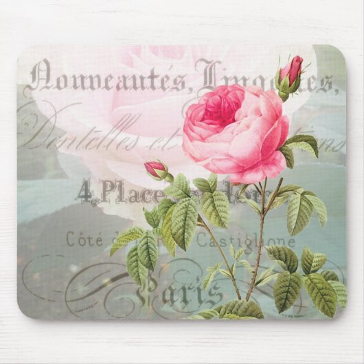 Redoute Frans Roos Mousepad Muismat (Voorkant)
