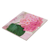 Redoute Franse roze hydrangea keramische tegel Tegeltje (Zijkant)