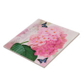 Redoute Franse roze hydrangea keramische tegel Tegeltje (Zijkant)