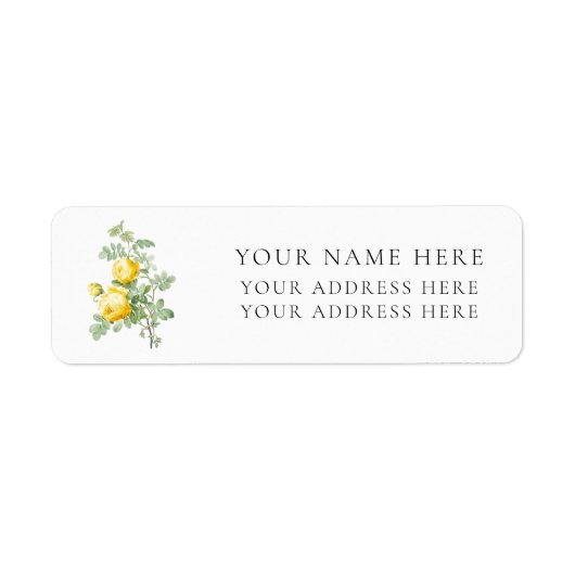 REDOUTÉ "GEEL ROSE" TERUGKERNADRES ETIKET (Voorkant)