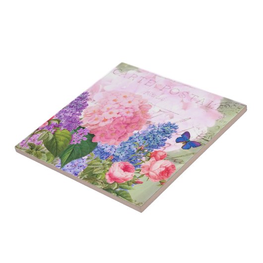 Redoute Hydrangea French Accent Ceramic Tile Tegeltje (Zijkant)