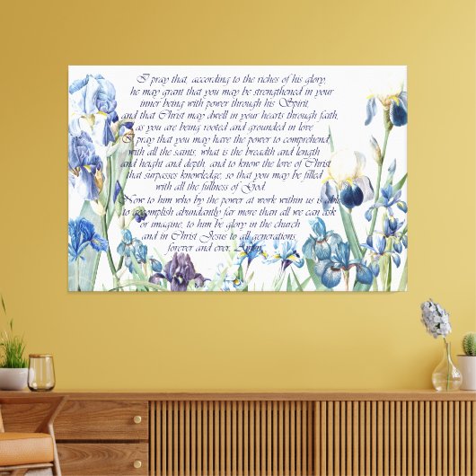 Redoute Iris Flowers Ephesians 3 Bijbeldruk Canvas Afdruk (Insitu (Woonkamer))