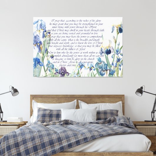 Redoute Iris Flowers Ephesians 3 Bijbeldruk Canvas Afdruk (Insitu (Slaapkamer))