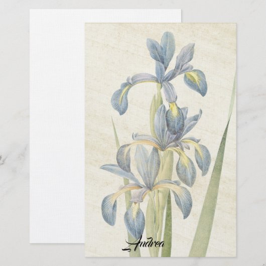 Redoute Iris Flowers leest roestpapierbakkerij Briefpapier (Voorkant / Achterkant)