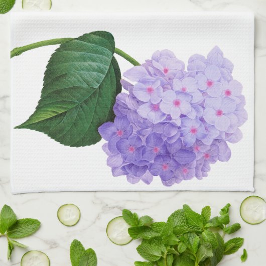 Redoute Paarse hydrangea Flowers Kitchen Towel Theedoek (Gevouwen)