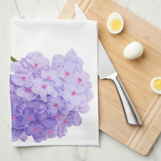 Redoute Paarse hydrangea Flowers Kitchen Towel Theedoek (Quarter Fold)
