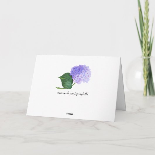 Redoute Paarse Hydrangea Wenskaart Kaart (Achterkant)
