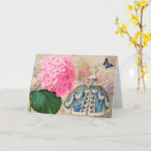 Redoute Pink Hydrangea Wenskaart Kaart (Gele Bloem)