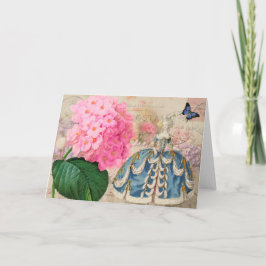 Redoute Pink Hydrangea Wenskaart Kaart