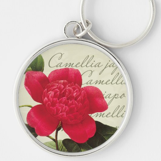 Redoute Red Camellia Sleutelhanger voor botanische (Voorkant)