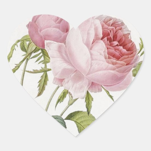 Redoute Roos Heart Shape Stickers (Voorkant)