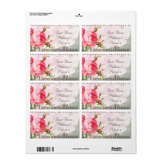  Redoute Roos Verzendlabels Etiket (Full Sheet)