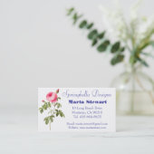 Redoute roze bloemen Visitekaartjes (Staand voorkant)