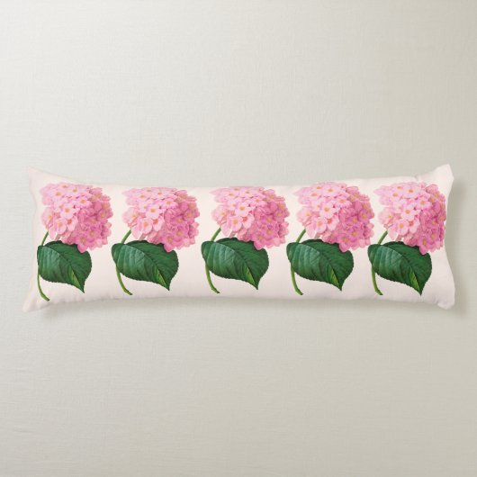 Redoute roze hydrangeas lichaamskussen (Voorkant)