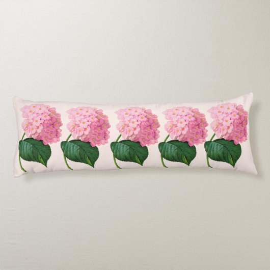 Redoute roze hydrangeas lichaamskussen (Achterkant)