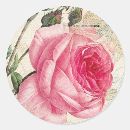 Redoute roze roze envelop Stickers zegels (Voorkant)