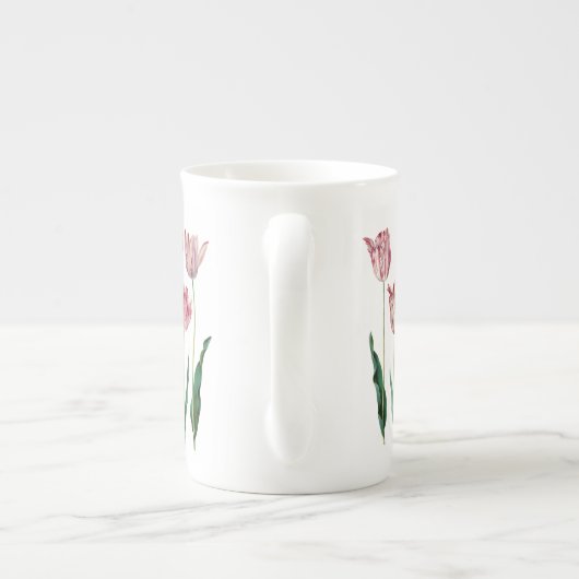 Redoute roze Tulps Fine Art Bone China Mok (Achterkant)