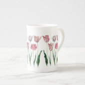 Redoute roze Tulps Fine Art Bone China Mok (Voorkant rechts)