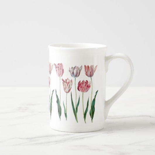 Redoute roze Tulps Fine Art Bone China Mok (Rechts)