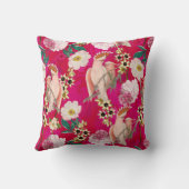 Redouté Tropische Bloemen en Vogelpatroon Kussen (Achterkant)