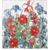Redoutes Red Blue Flowers Floral Garden Douchegordijn (Voorkant)