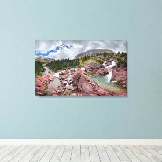 Redrock Herfsten - Glacier National Park Canvas Afdruk (Insitu (Houten vloer))