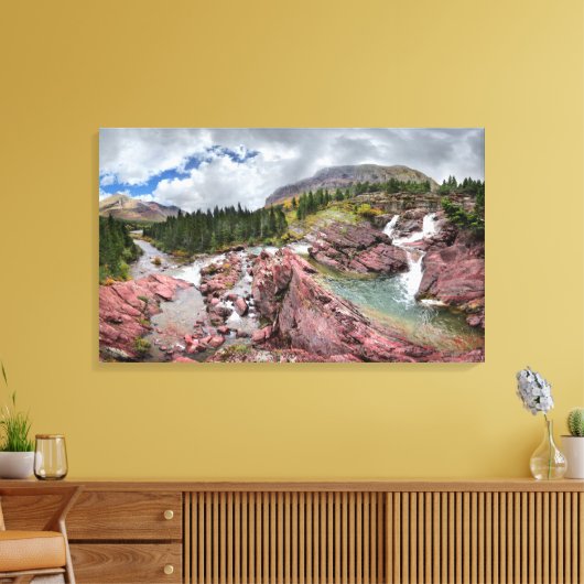 Redrock Herfsten - Glacier National Park Canvas Afdruk (Insitu (Woonkamer))